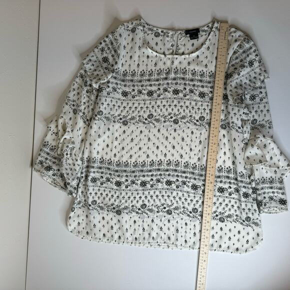 Cocomo Womens Tiered Sleeve Floral Blouse in Cream and Green Sz XL | Lightweight - Picture 8 of 9